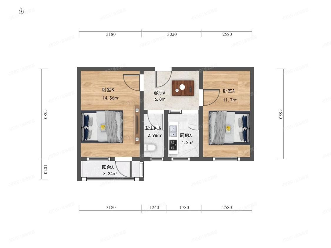 石景山区 金顶街科研院3号楼3层5单元302号（科研楼）房改房