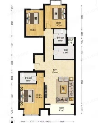 大兴区 兴华园40号楼10层3单元1001（彩虹新城兴华园）