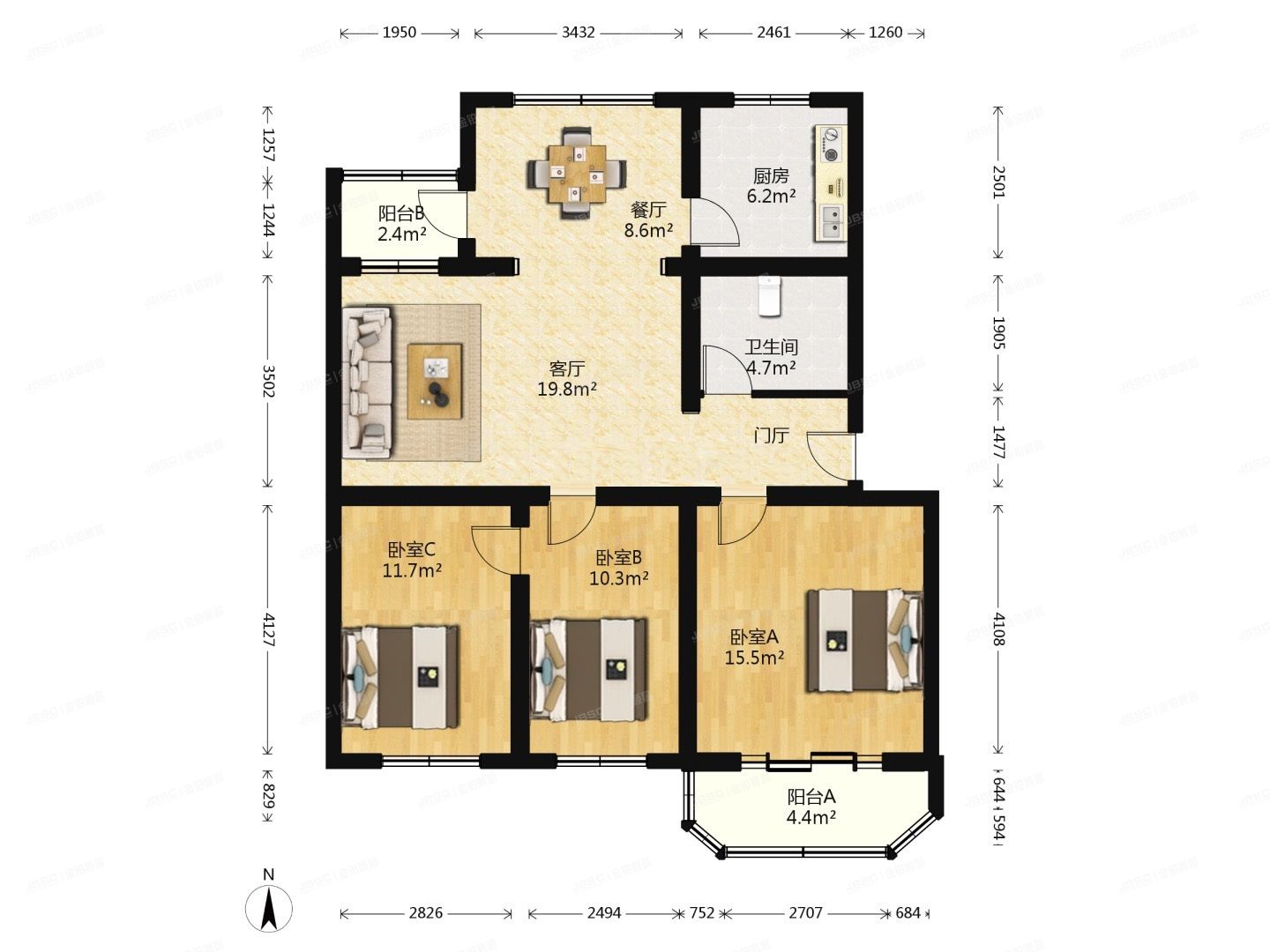 朝阳区 郎辛庄北路58号院迎荷居公寓1039号楼3层2单元301（扬州水乡怡景城）