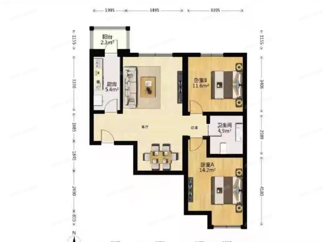 怀柔区 滨湖小区56号楼9层1单元902（新贤家园）