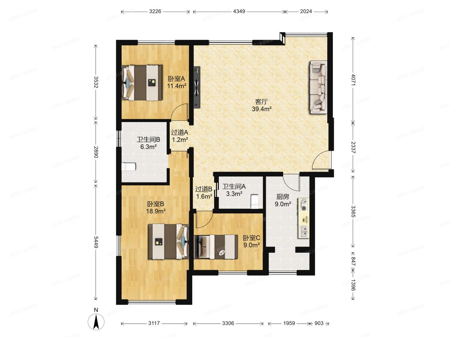 朝阳区 南湖南路8号院2号楼3层4门303号（风格雅园）