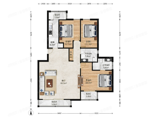 石景山区 翠谷玉景苑5号楼3层3单元302号（翠谷玉景苑）