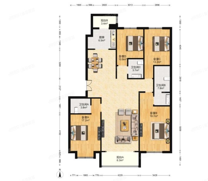 海淀区 西翠路17号院6号楼3单元1602室（紫金长安）