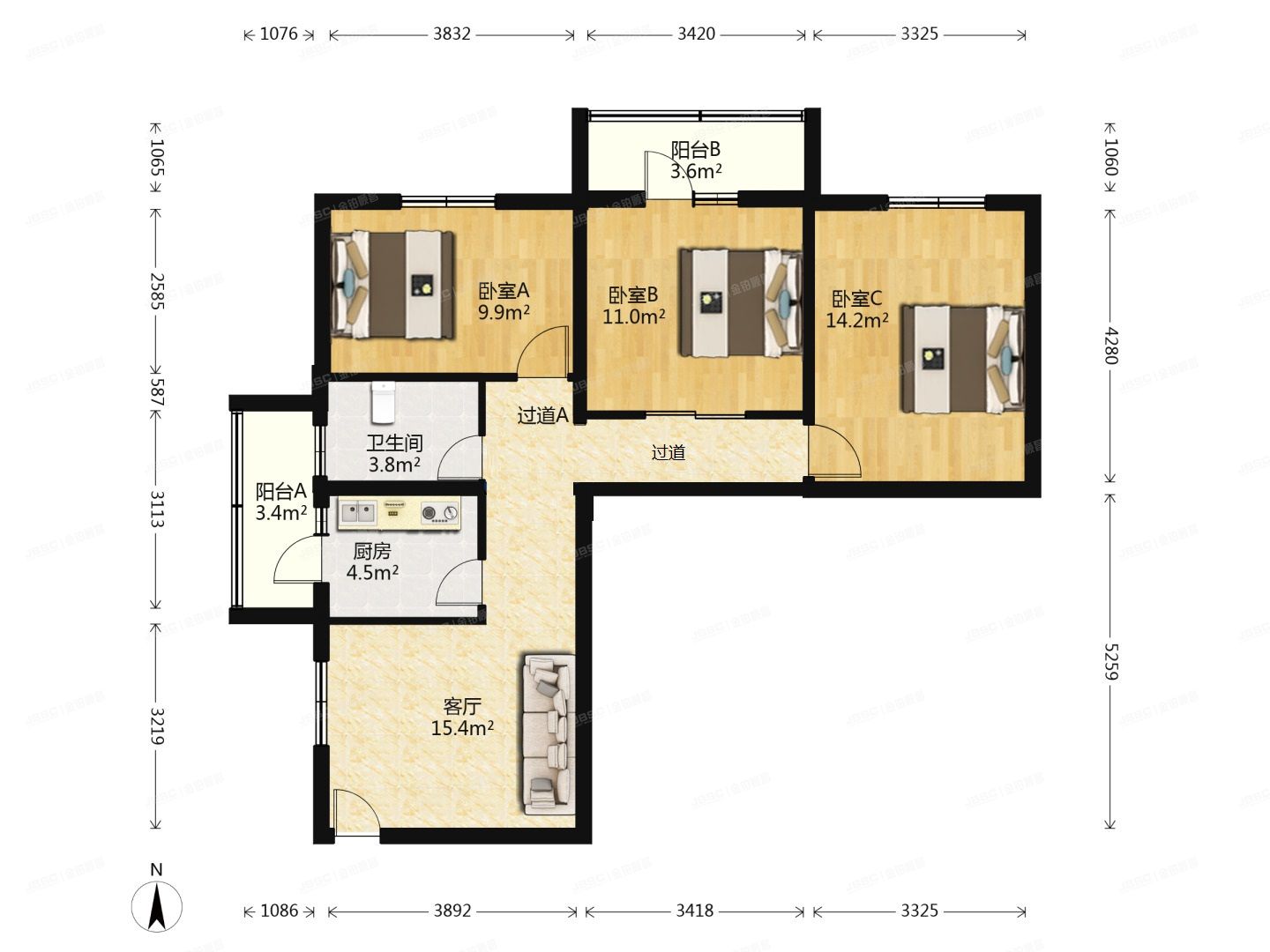 大兴区 林校北里甲1号2001室（长兴公寓）