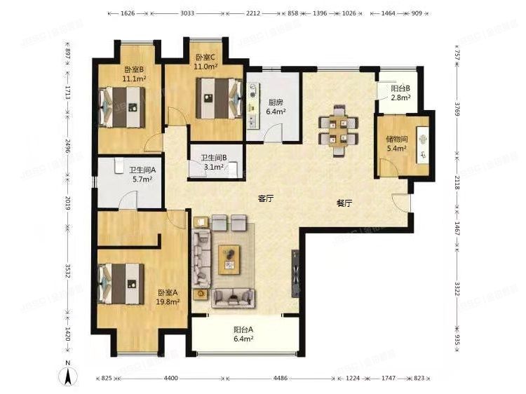 通州区 临河里64号楼14层1单元1401（华业东方玫瑰）