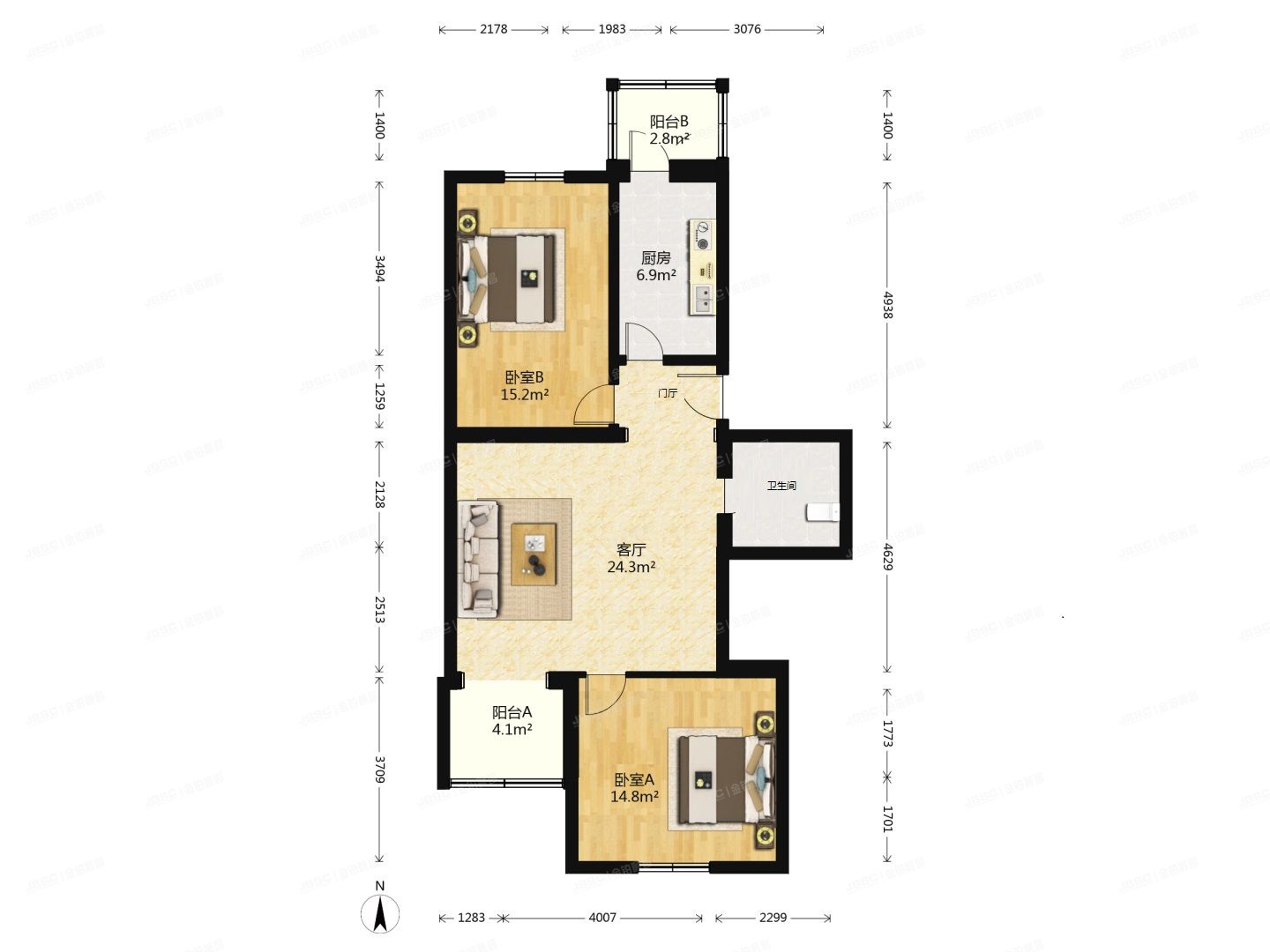 大兴区-黄村镇 三合南里26号楼2层2-202室（星瑞家园）