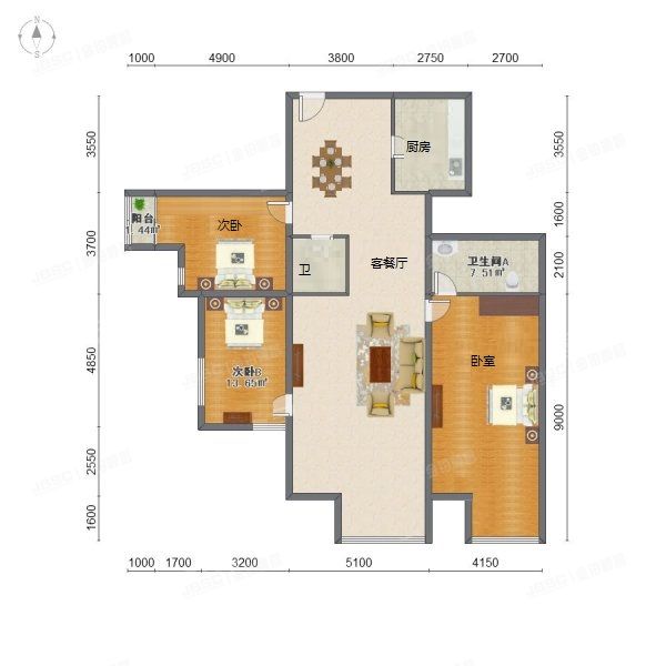 西城区 新华里16号院1、2号楼8层2号楼805（京桥国际公馆）