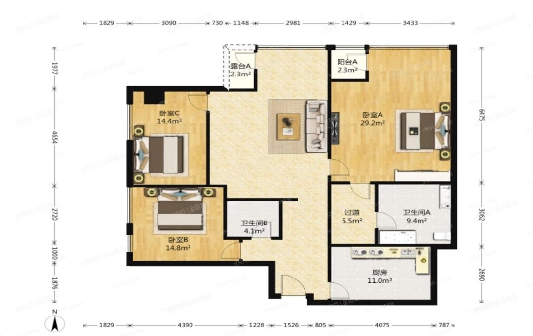 西城区 新华里16号院1、2号楼8层2号楼808（京桥国际公馆）