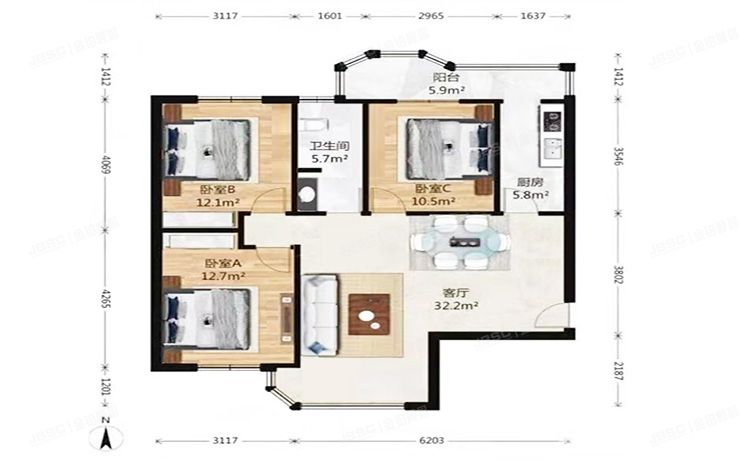 大兴区 兴华园45号楼6层1单元604（彩虹新城）