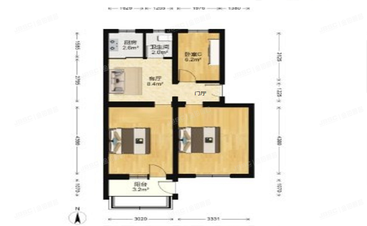 海淀区 二里庄6号楼3层6门302（二里庄小区）