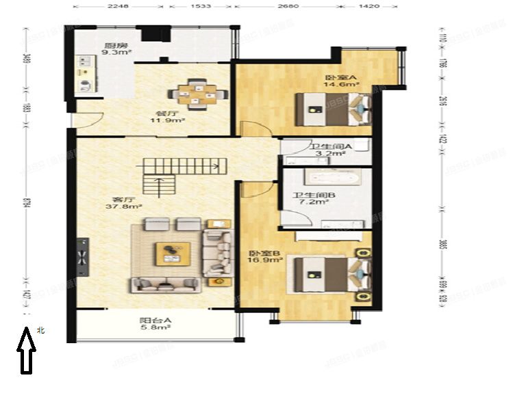 大兴区 黄村镇滨河北里6号楼2层7-201号（那尔水晶城）