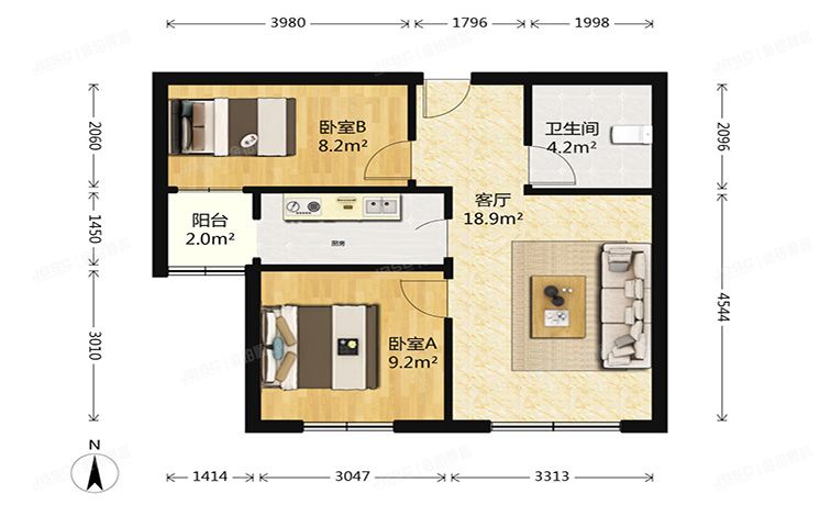 朝阳区 常营丽景园2号楼4层1单元407（金隅丽景园）