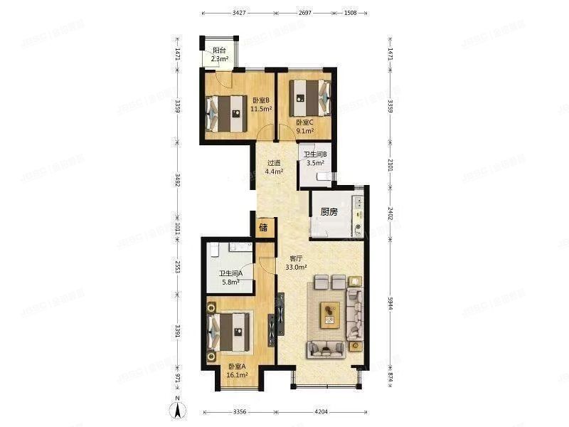 朝阳区 太阳宫二街1号院2号楼3单元1001室（太阳公元南区）