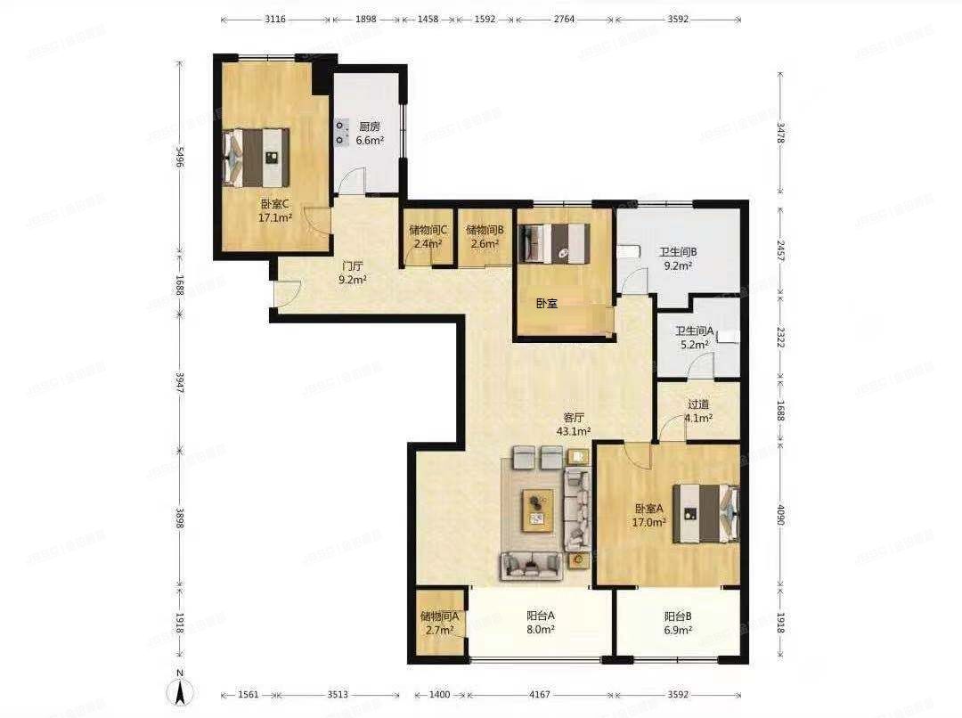 朝阳区 新东路8号院2号楼13层2单元1601号（首开铂郡北区）
