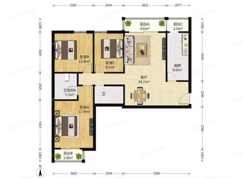 西城区 手帕口南街1号1、2、3、4号楼4号楼15层1507（朗琴园）