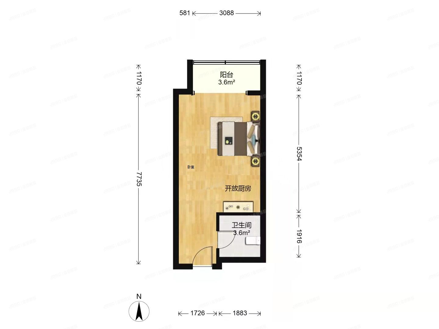 朝阳区 北沙滩7号院1号楼14层A2单元1403（中天国际）公寓