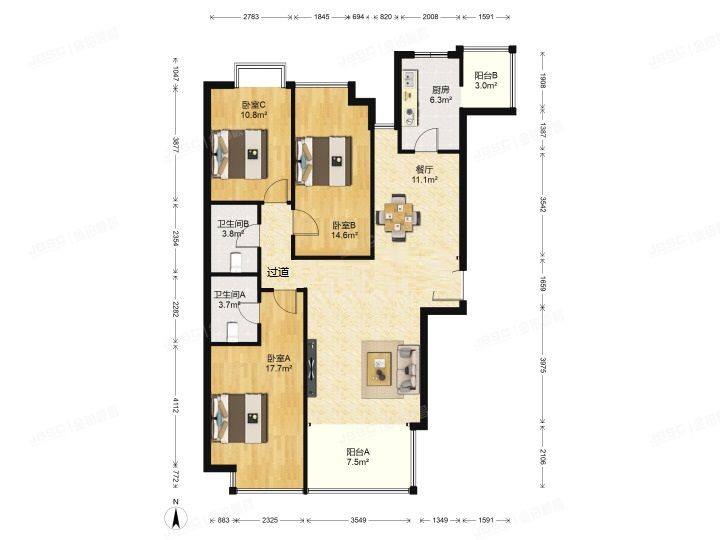 朝阳区 青年路西里3号院1号楼23层3单元2701号（国美第一城）