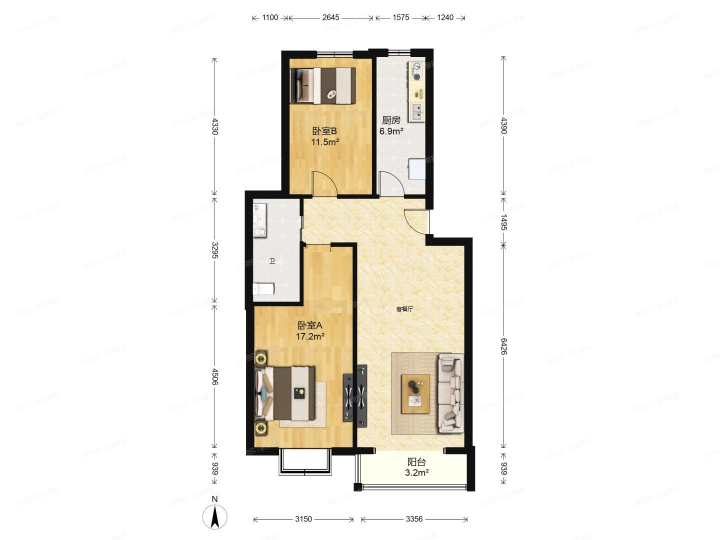 大兴区 金惠园三里21号楼2层3单元202（50%）（金惠园三里）