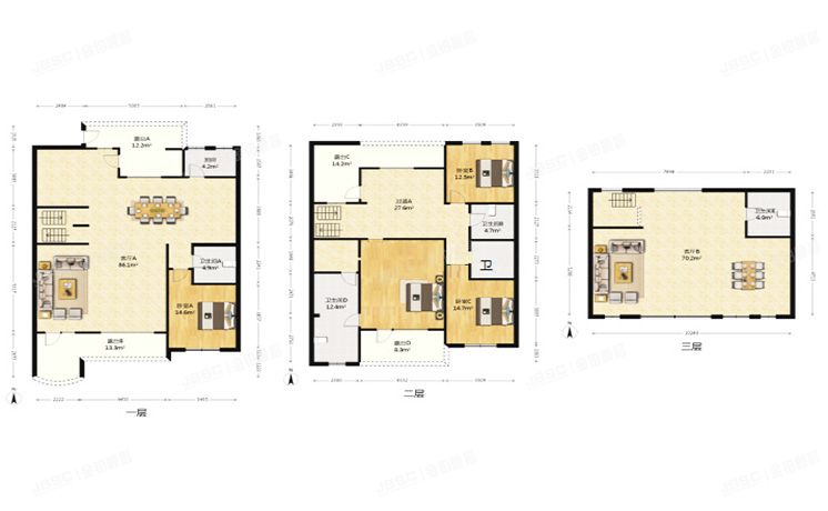 通州区 京洲园314号楼3-4层2单元301号（龙湖花盛香醍）叠拼别墅