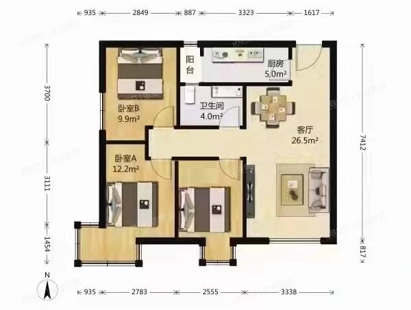 朝阳区 常营中路2号院12号楼18层2106号（富力阳光美园）