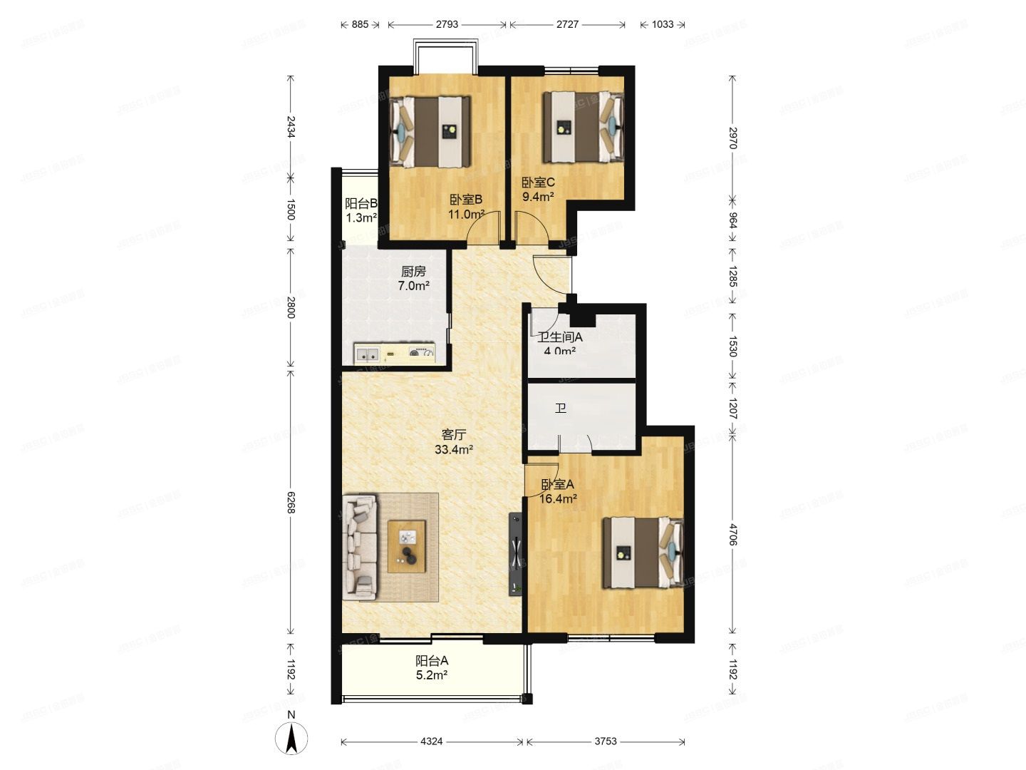 顺义区 石园北区77号楼2层四单元201（广厦鑫苑）