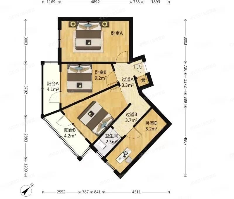 朝阳区 花家地8号楼3层4-302（花家地小区）