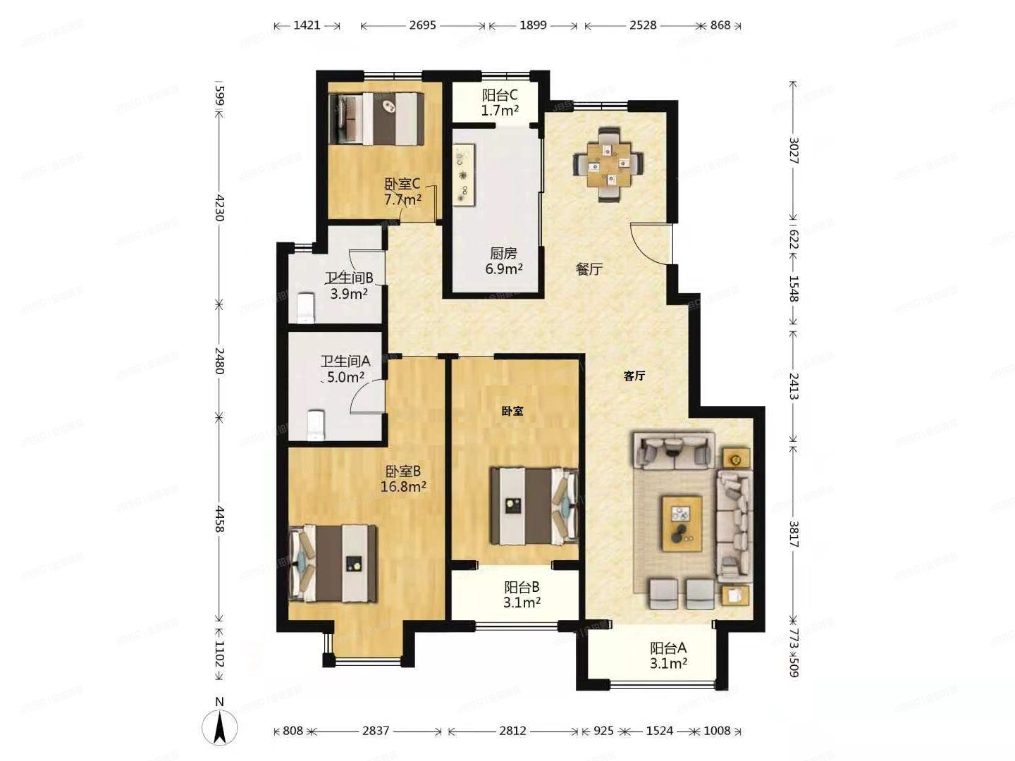 门头沟区 石龙南路3号院5号楼7层3单元702（丽景长安）
