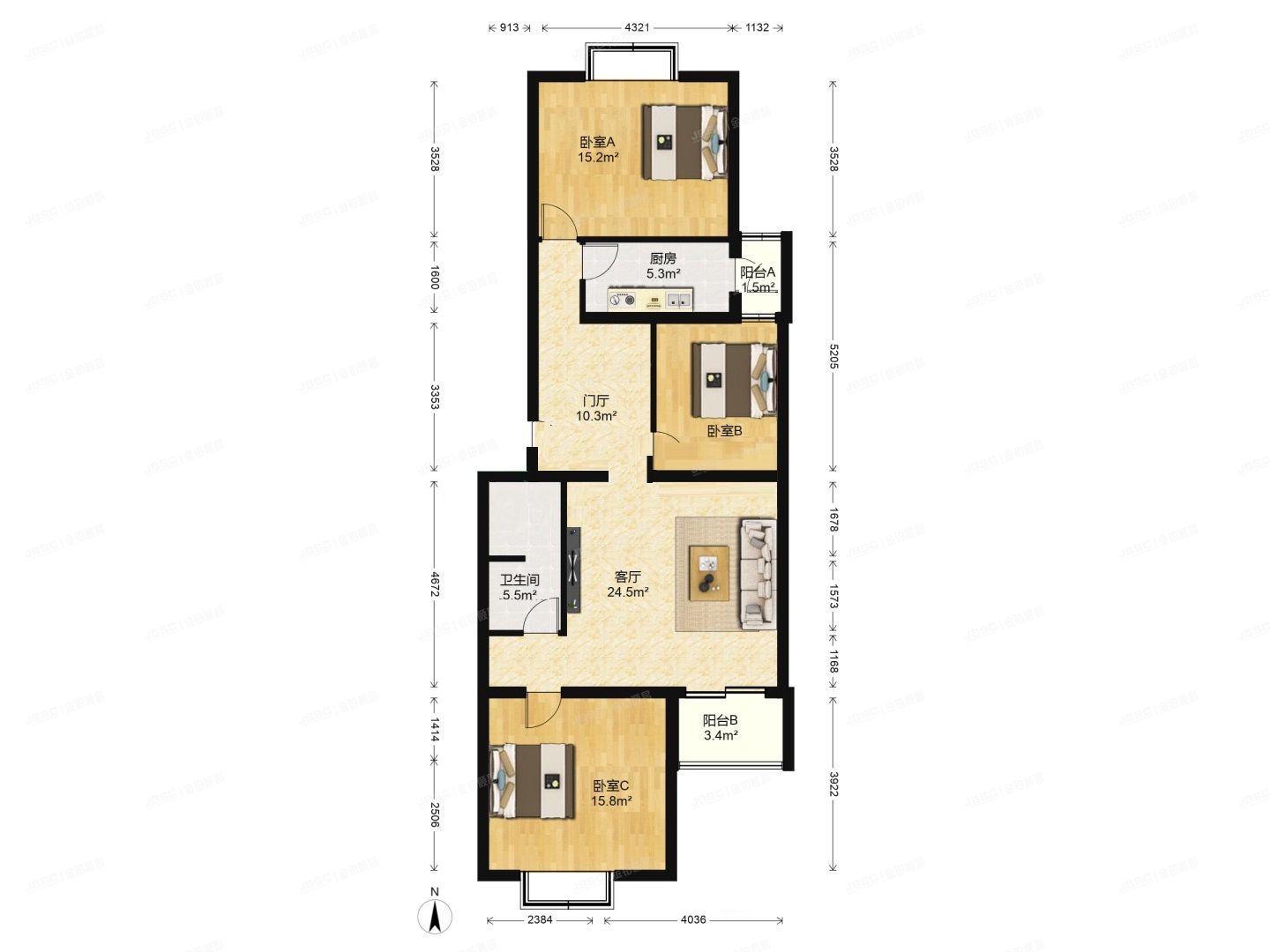 丰台区 五爱屯西街3号院7号楼6层2-601（飞腾家园）