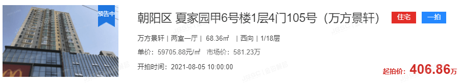 八月重磅上新，万方景轩18套优质房源，抄底上拍！