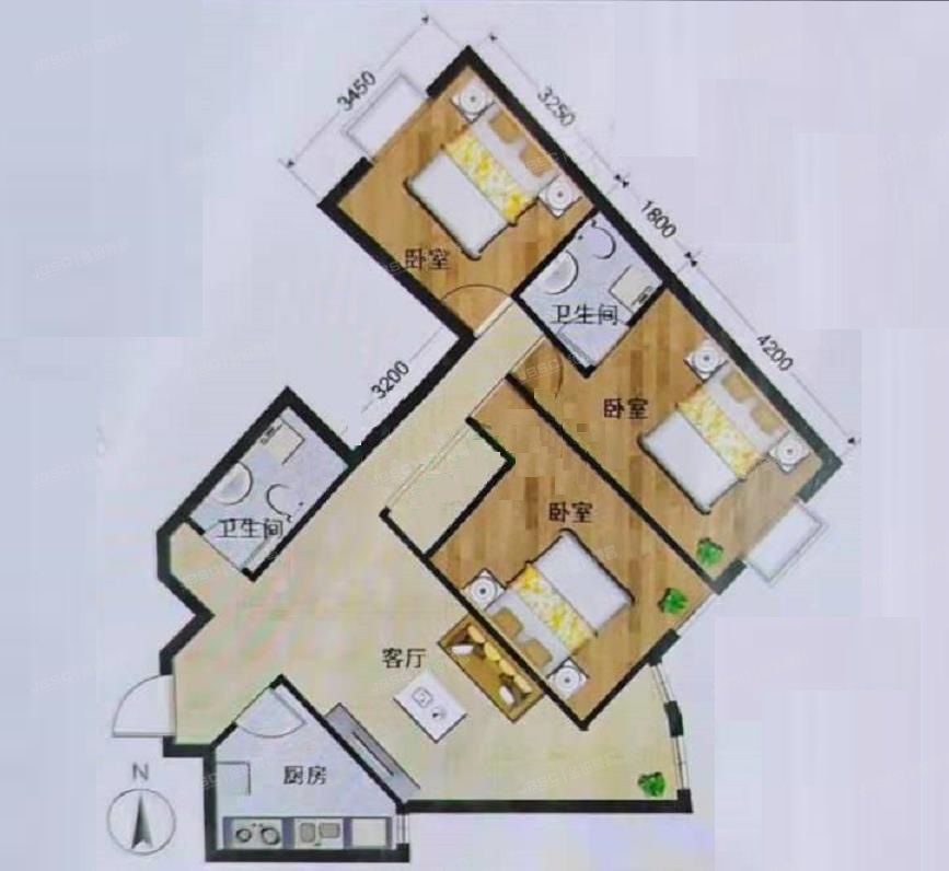 通州区 富河园4号楼11层A单元A1104（碧水明珠）