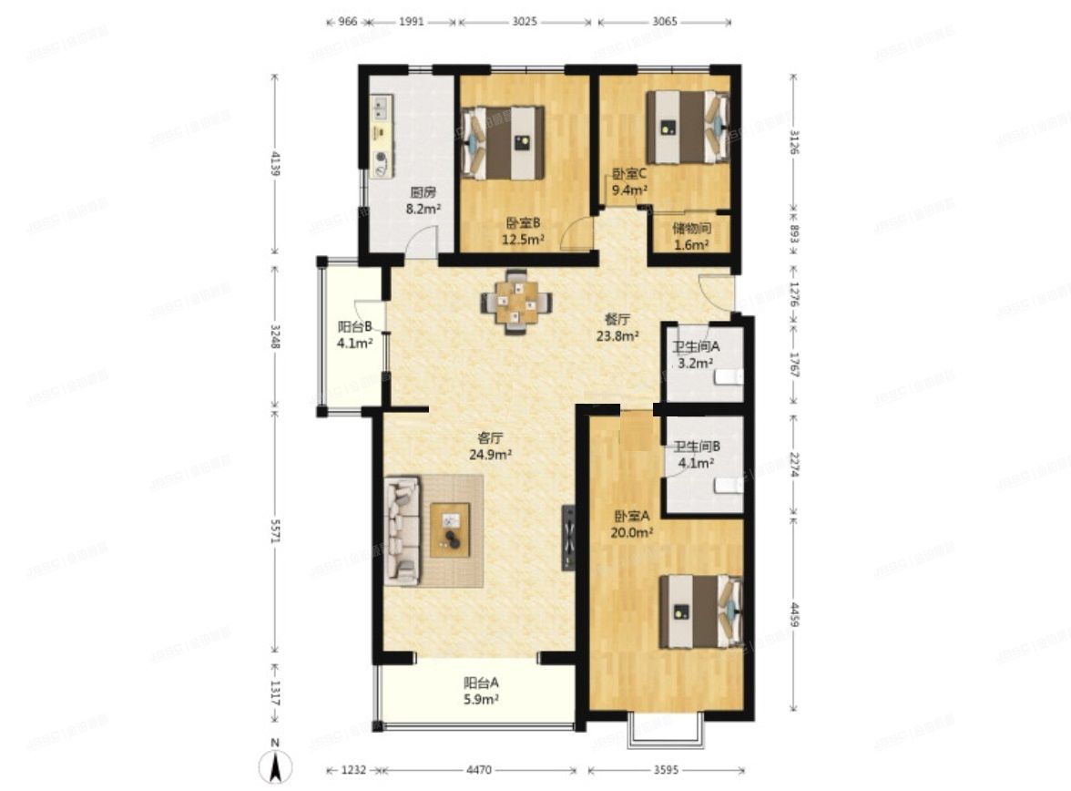 顺义区 顺义东方太阳城203号楼3层2单元302（东方太阳城）