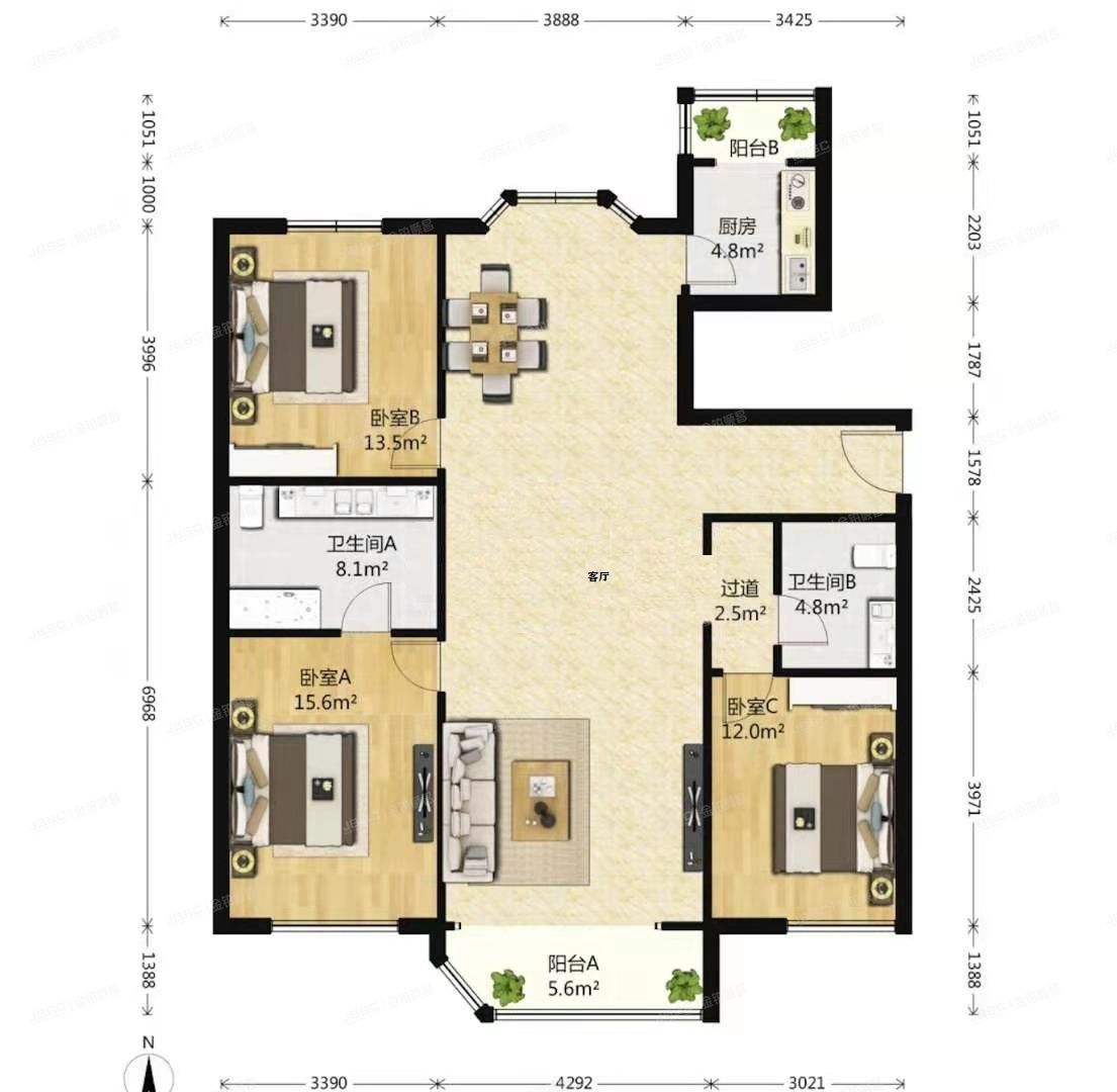 海淀区 蓝靛厂晴波园8号楼3层2单元3D（晴波园）