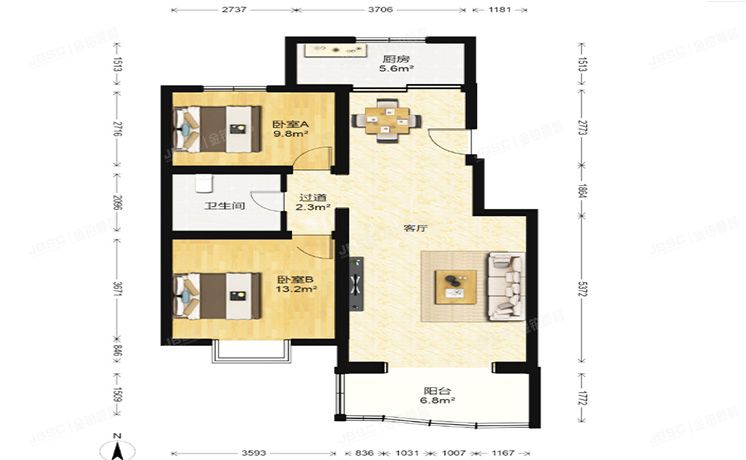 房山区 汇丰街4号院13号1层5单元102（世界名园）