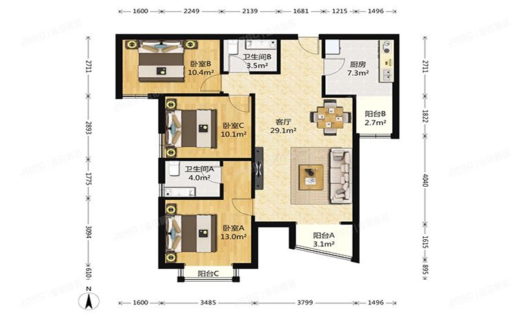 丰台区 丰桥路6号院5号楼5层4-502号（三环新城）经适房