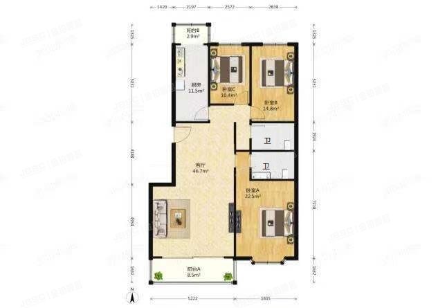 昌平区 东小口镇天通苑本五区17号楼7层2单元1号室  经适房
