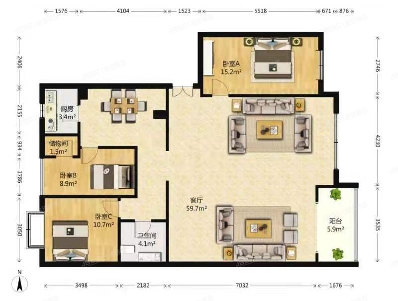 海淀区 西屋国际公寓6号楼10层1102室