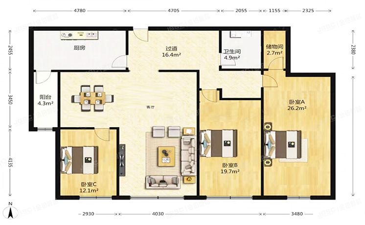 朝阳区 凤凰城1号楼3层303