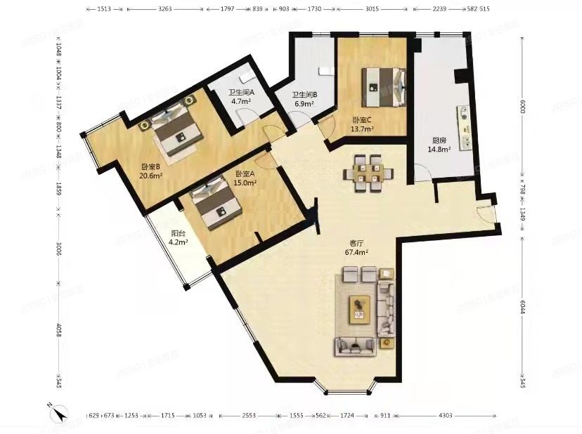 海淀区 冠城北园1号楼4层一单元04A