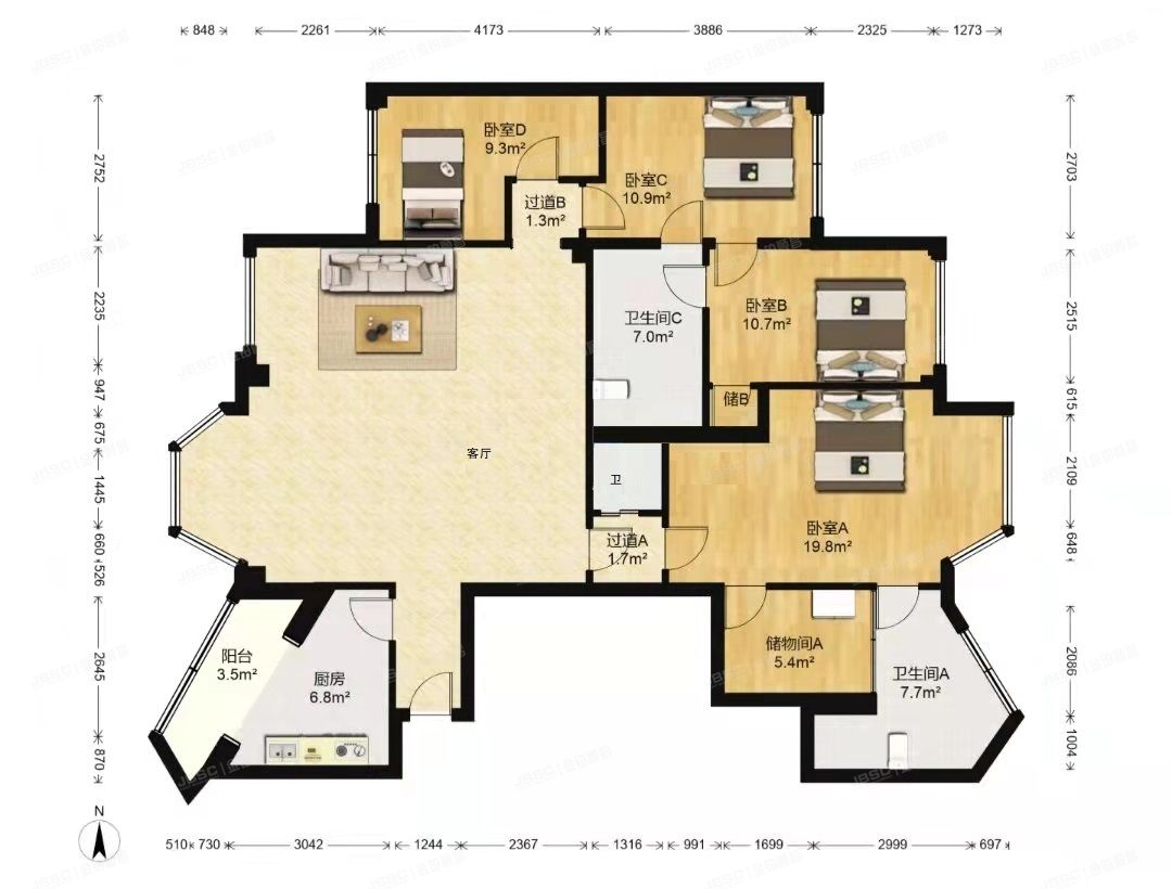 朝阳区 怡景园北里5号楼15C 公寓