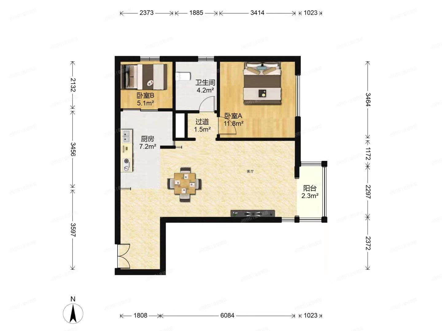 朝阳区 华侨城5号楼22层2单元2203
