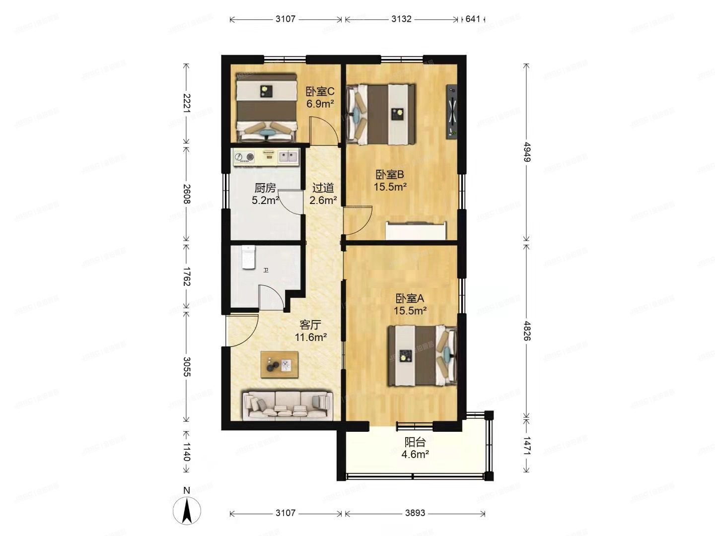 石景山区 苹果园二区6号楼1层101号