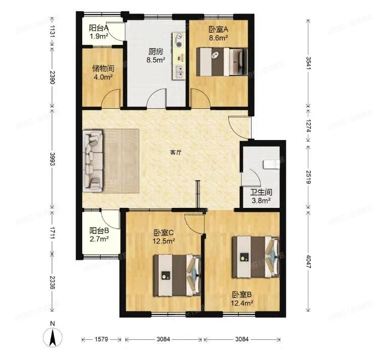 房山区 北潞春家园C2号楼1层3-002