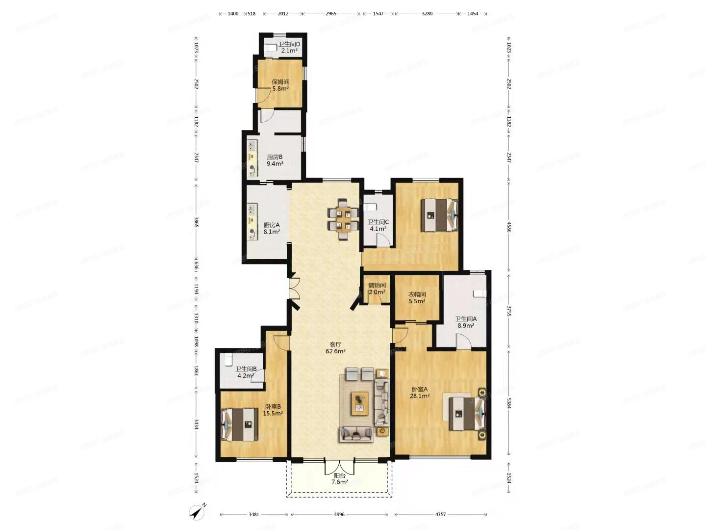朝阳区 万达大湖公馆1号楼21层2单元2501、2502、2503