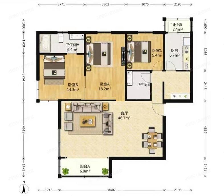 海淀区 中海雅园1号楼3层304