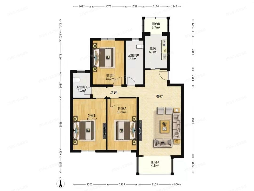 通州区 紫荆园3号楼1层189单元1A号