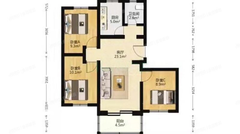 顺义区 莲竹花园3号楼二单元202