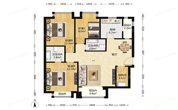 通州区 杨庄北里4号楼22层2单元2204（天时名苑）