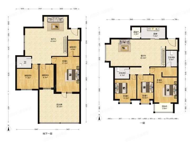 通州区 杨庄北里5号楼-1至1层2单元102（天时名苑）复式