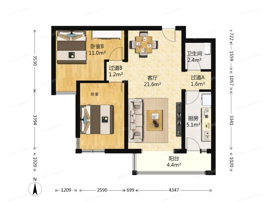 通州区 怡乐园三区12号楼8层2单元803（靓景明居）