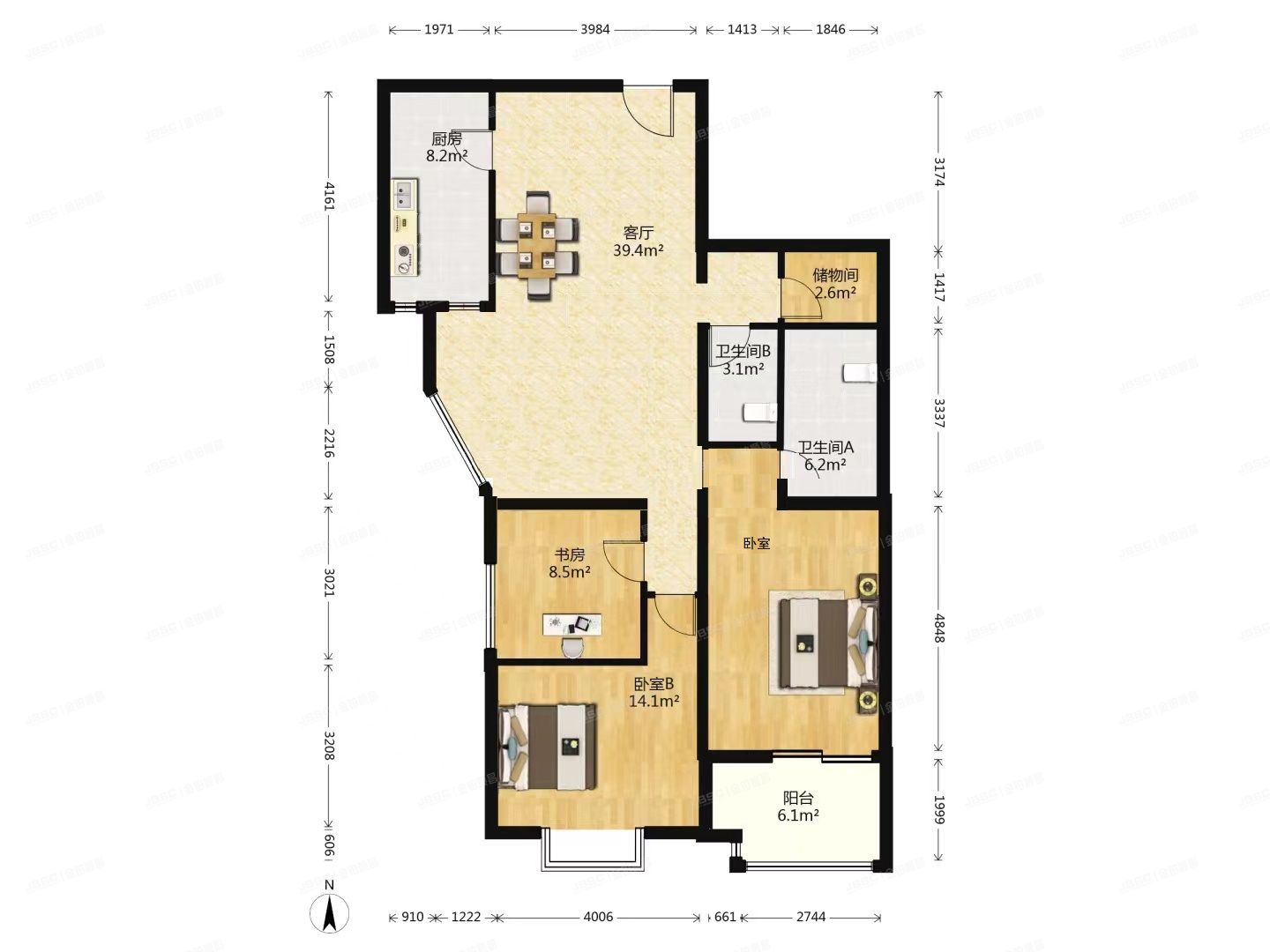 朝阳区 水郡长安家园2号院2号楼1单元2002室（水郡长安）